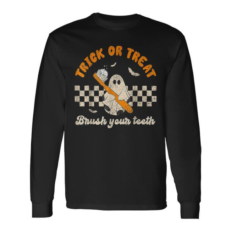 Trick Or Treat Brush Your Th Dentist Halloween Costume Long Sleeve T-Shirt