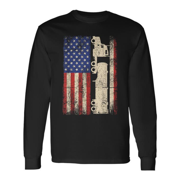 Truck Driver Usa American Flag Patriotic Trucker Men Long Sleeve T-Shirt