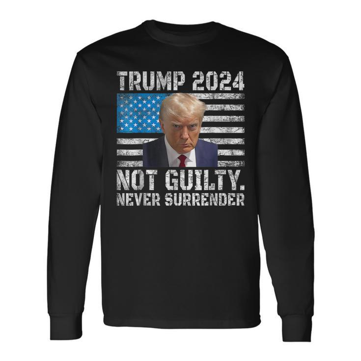 Trump 2024 Shot Never Surrender Us Flag Vintage Long Sleeve T-Shirt