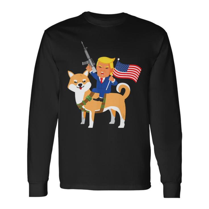 Trump Shiba Inu Gun Merica 2020 Election Long Sleeve T-Shirt