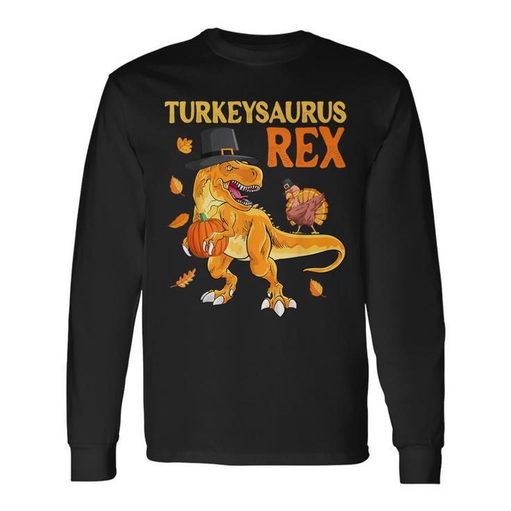 Turkeysaurus Rex Turkey Dab Dino Boys Toddler Thanksgiving Long Sleeve T-Shirt