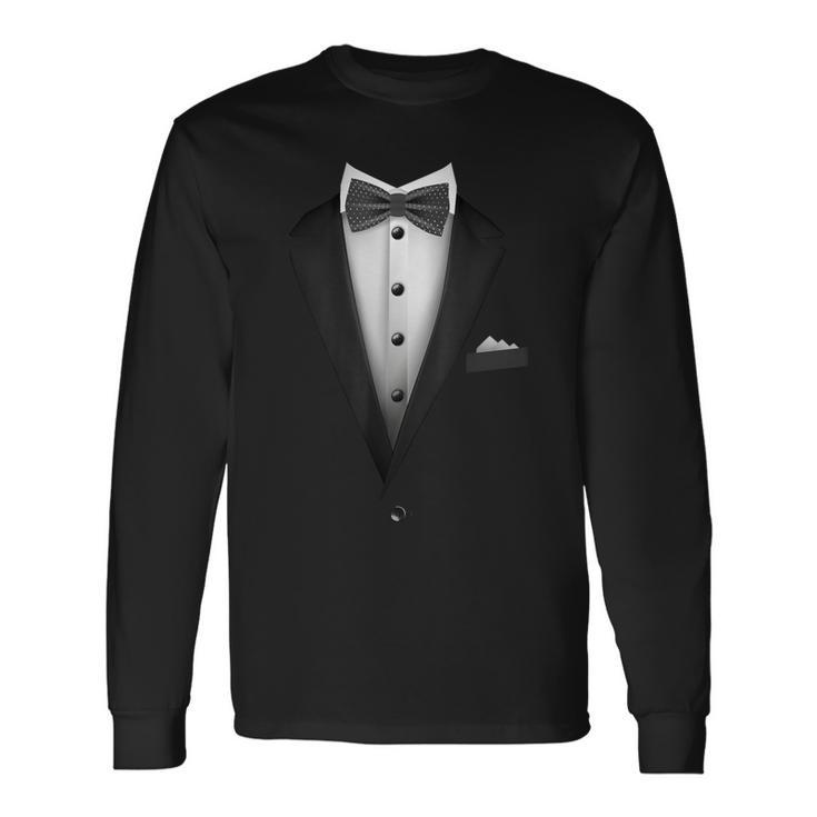 Tuxedo With Bowtie For Wedding And Special Occasions Long Sleeve T-Shirt