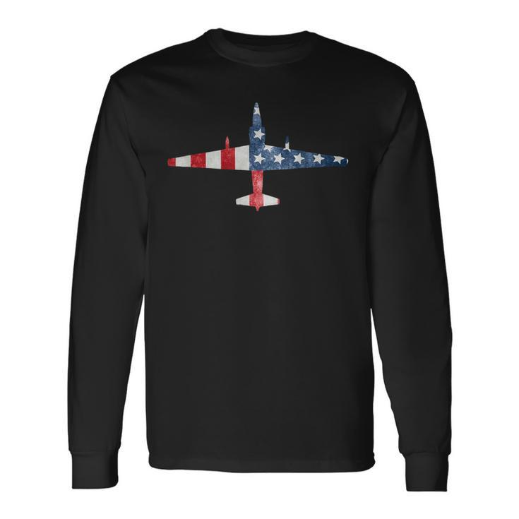 U-2 Dragon Lady Spy Plane American Flag Military Long Sleeve T-Shirt