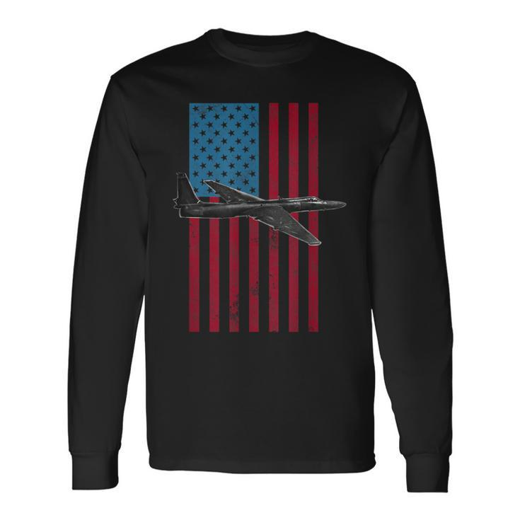 U-2 Dragon Lady Usa American Flag Military Long Sleeve T-Shirt