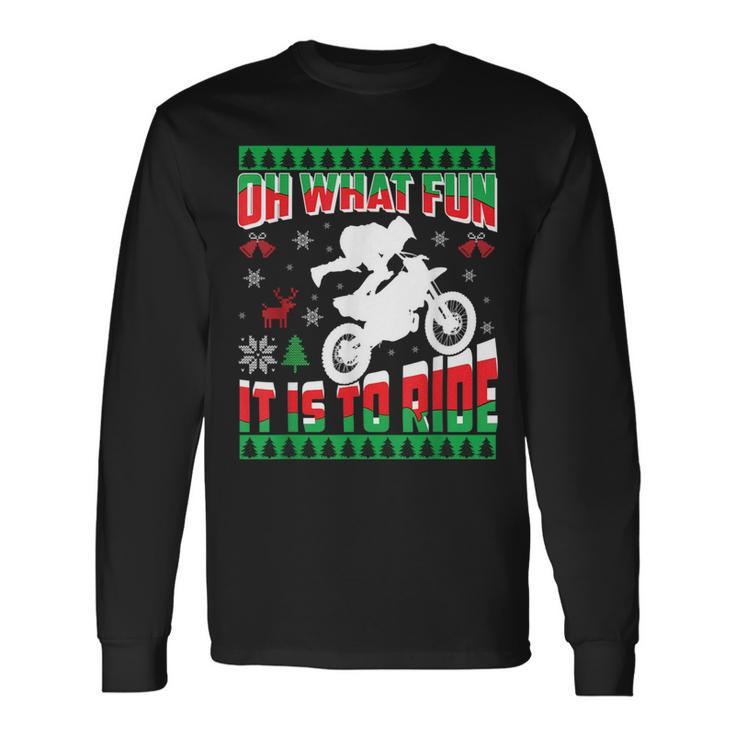 Ugly Christmas Dirt Bike Motocross Xmas Long Sleeve T-Shirt