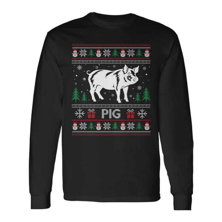 Ugly Christmas Sweater  Pig Ugly Xmas Long Sleeve T-Shirt