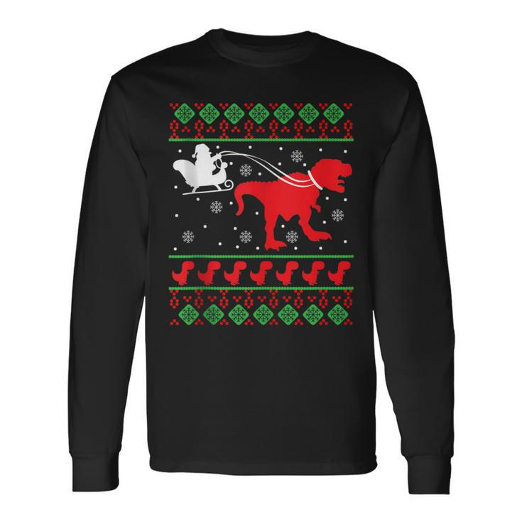 Ugly Christmas Sweater Dinosaur Long Sleeve T-Shirt