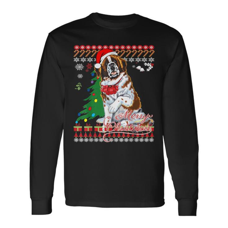 Ugly Christmas Sweater Saint Bernard Dog Long Sleeve T-Shirt