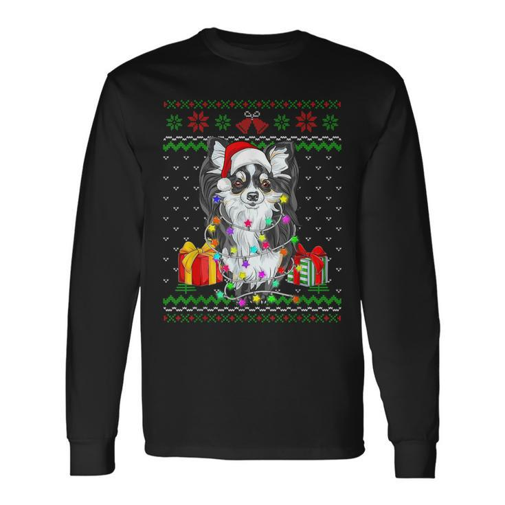Ugly Sweater Christmas Lights Chihuahua Dog Puppy Lover Long Sleeve T-Shirt