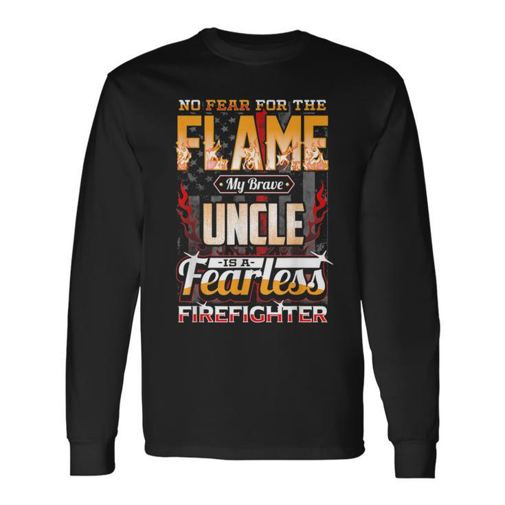 Uncle Firefighter American Flag Long Sleeve T-Shirt