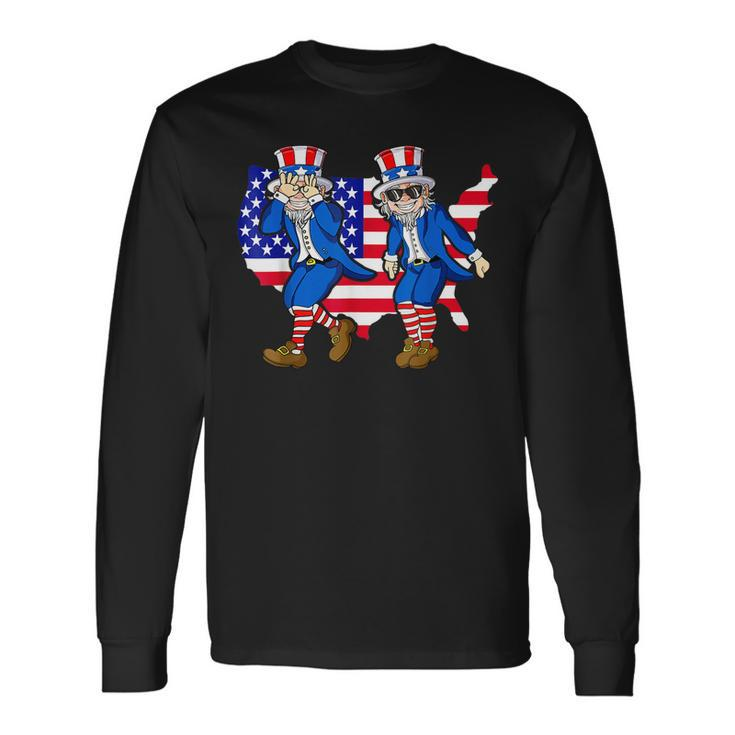 Uncle Sam Griddy 4Th Of July Usa Map Flag Independence Day Long Sleeve T-Shirt T-Shirt