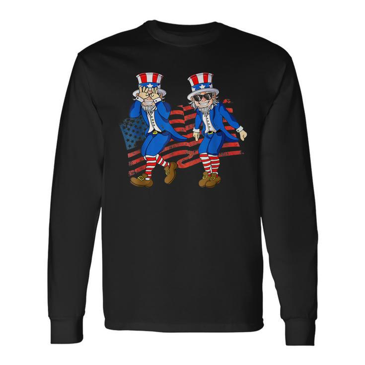 Uncle Sam Griddy Dance 4Th Of July American Flag Long Sleeve T-Shirt