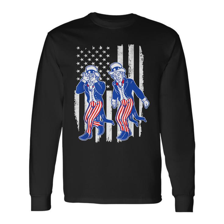 Uncle Sam Griddy Dance 4Th Of July American Flag Long Sleeve T-Shirt