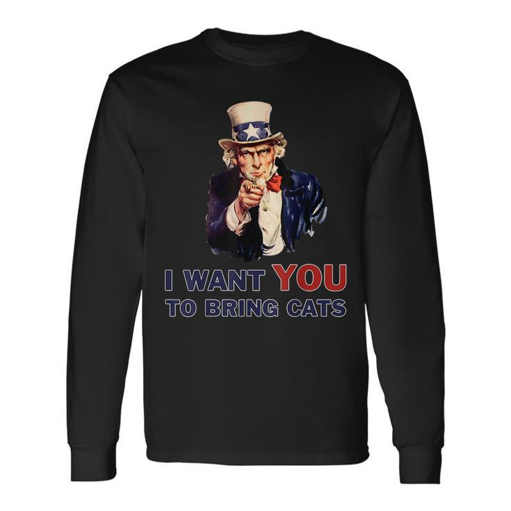 Uncle Sam I Want You Cats 4Th Of July For Uncle Long Sleeve T-Shirt T-Shirt