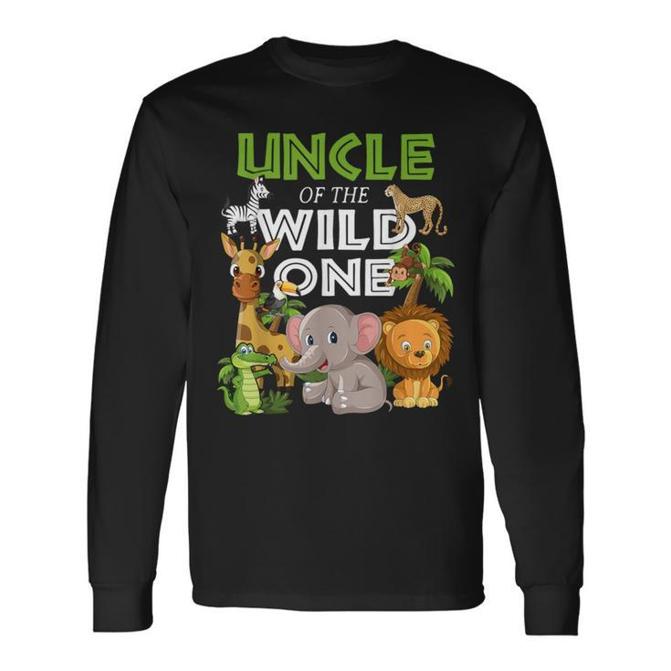 Uncle Of The Wild One Zoo Birthday Safari Jungle Animal Long Sleeve T-Shirt