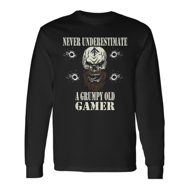 Never Underestimate A Grumpy Old Gamer For Gaming Dads Long Sleeve T-Shirt Gifts ideas