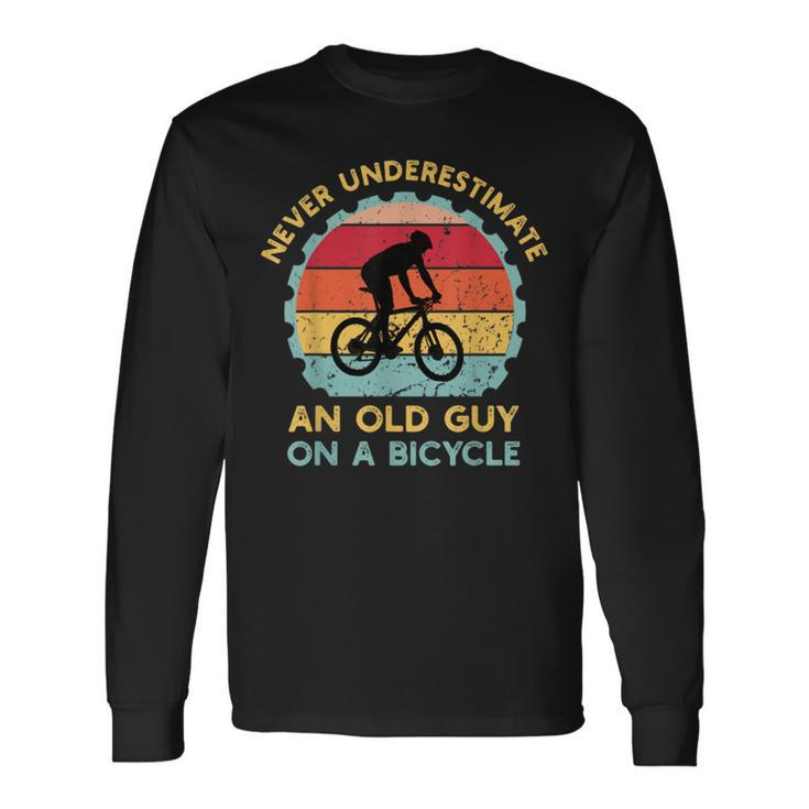 Never Underestimate An Old Guy On A Bicycle Vintage Long Sleeve T-Shirt