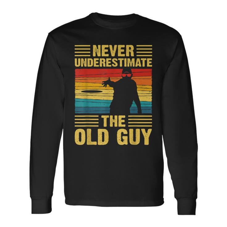 Never Underestimate The Old Guy Disc Golf Vintage Long Sleeve T-Shirt
