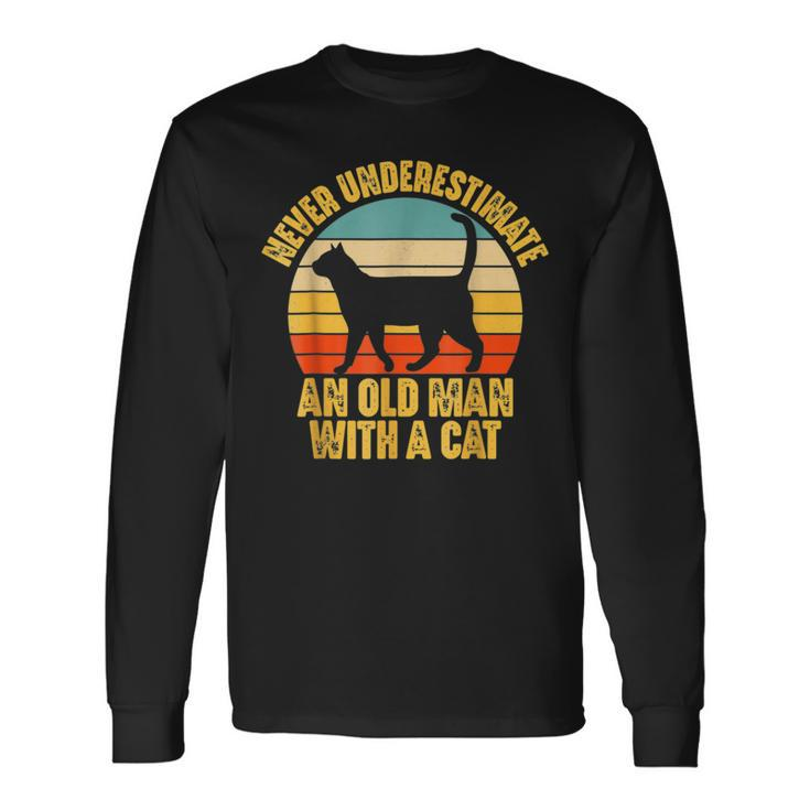 Never Underestimate An Old Man With A Cat Lover Vintage Long Sleeve T-Shirt