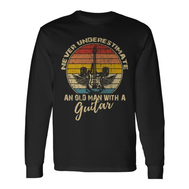 Never Underestimate An Old Man With A Guitar Player Vintage Long Sleeve T-Shirt