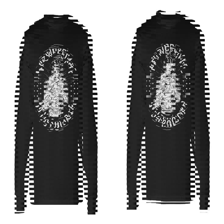 Never Underestimate An Old School Boxer Back Print Boxing Long Sleeve T-Shirt