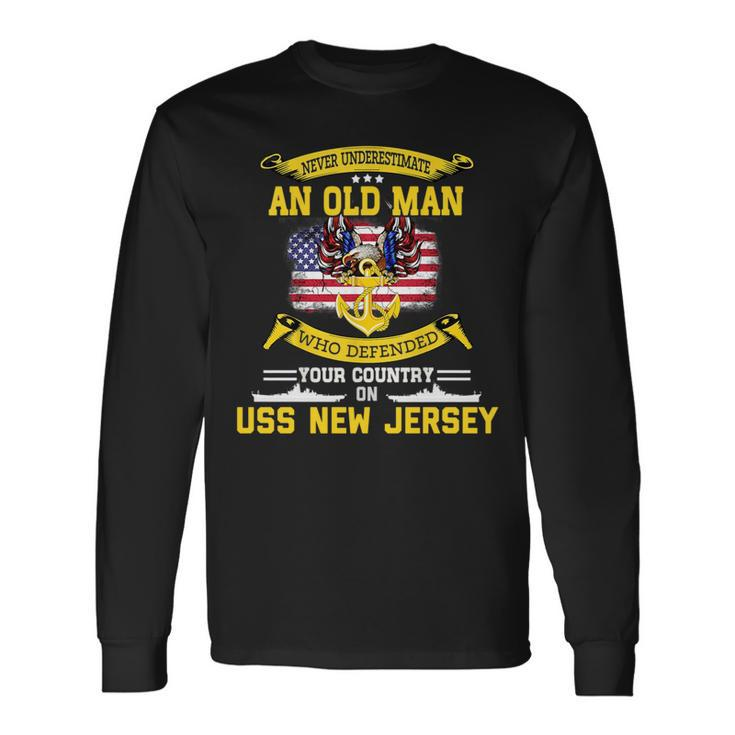 Never Underestimate Uss New Jersey Bb62 Battleship Long Sleeve T-Shirt