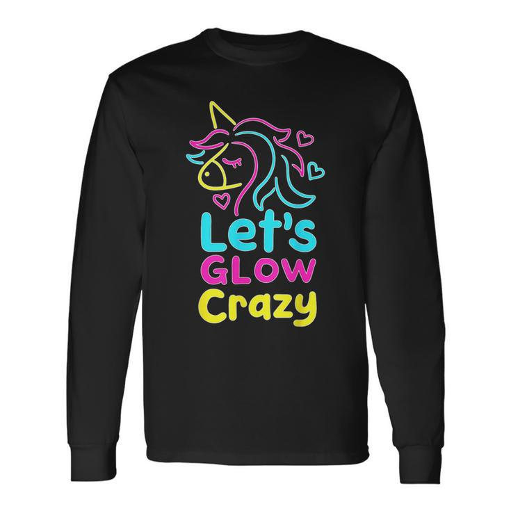 Unicorn Let's Go Crazy Retro 80S Group Party Squad Matching Long Sleeve T-Shirt