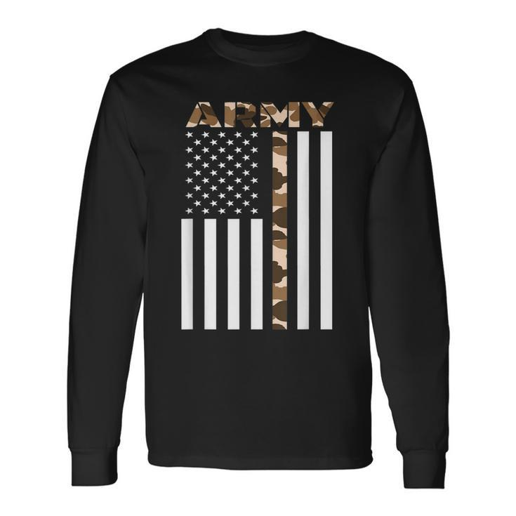 Us Army Flag Infantry Ranger Camouflage Brown Long Sleeve T-Shirt T-Shirt