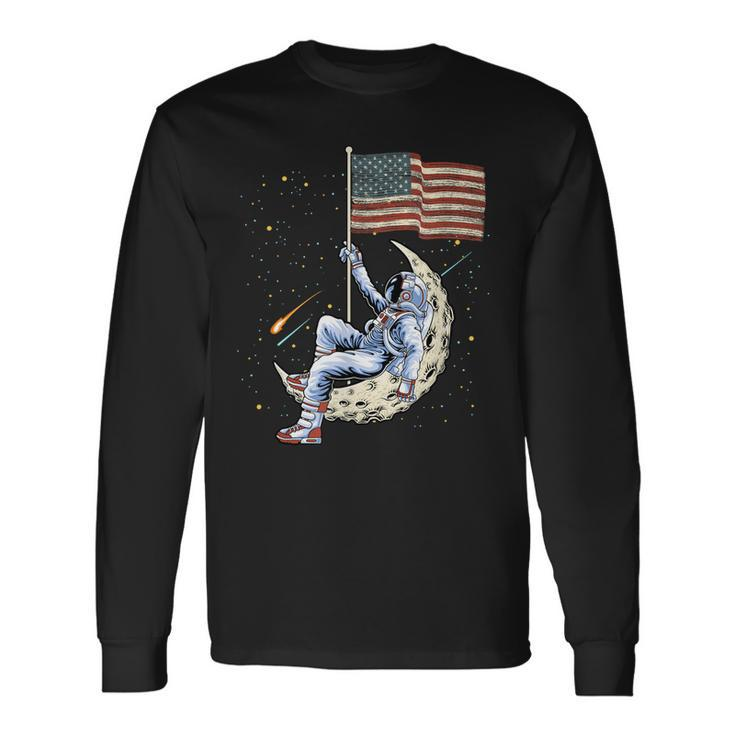 Us Flag Astronaut Space Independence Day 4Th Of July Long Sleeve T-Shirt T-Shirt