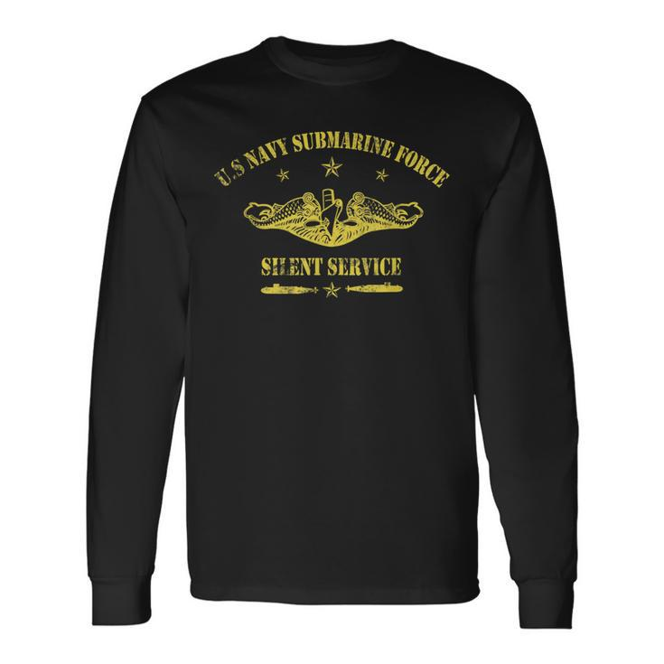 Us Navy Submarine Forces Veteran Silent Service Vintage Long Sleeve T-Shirt T-Shirt