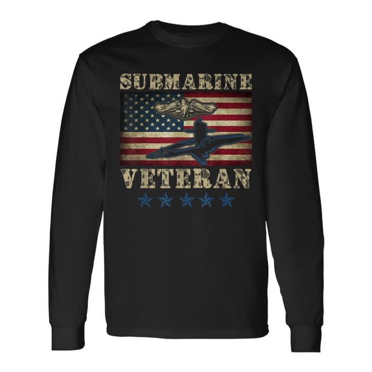 Us Navy Submarine Veteran Usa Flag Vintage Submariner Long Sleeve T-Shirt T-Shirt