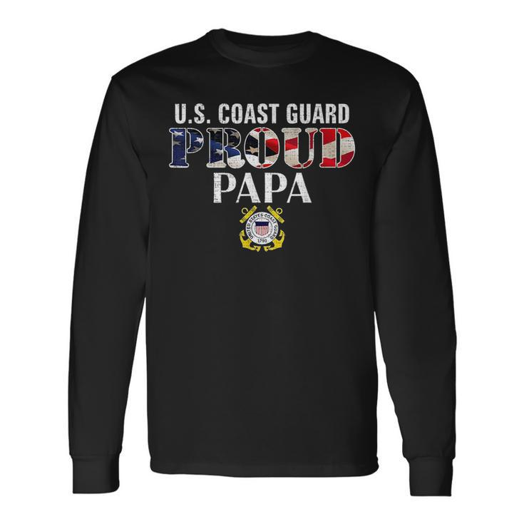 Us Proud Coast Guard Papa With American Flag Veteran Day Veteran Long Sleeve T-Shirt T-Shirt