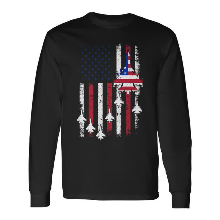 Usa Airplane Jet Fighter 4Th American Flag Of July Patriotic Long Sleeve T-Shirt T-Shirt