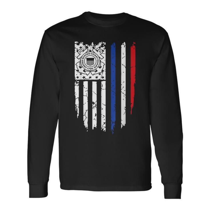 Usa American Flag Us Coast Guard Veteran Uscg Veteran Long Sleeve T-Shirt T-Shirt