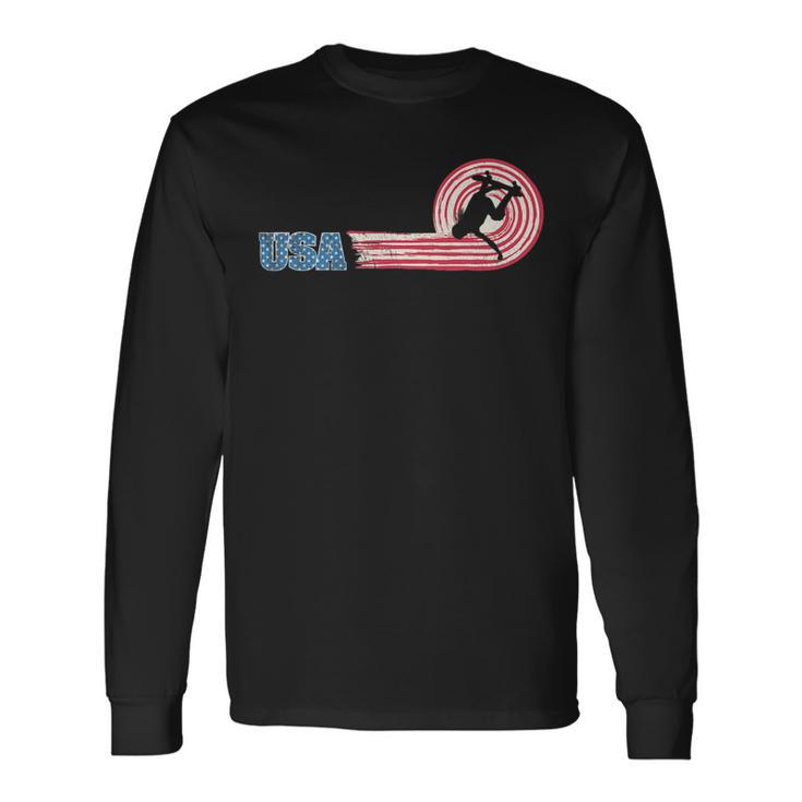Usa American Skateboarding Team 2021 Skater Girl Us Flag Sk8 Skateboarding Long Sleeve T-Shirt T-Shirt