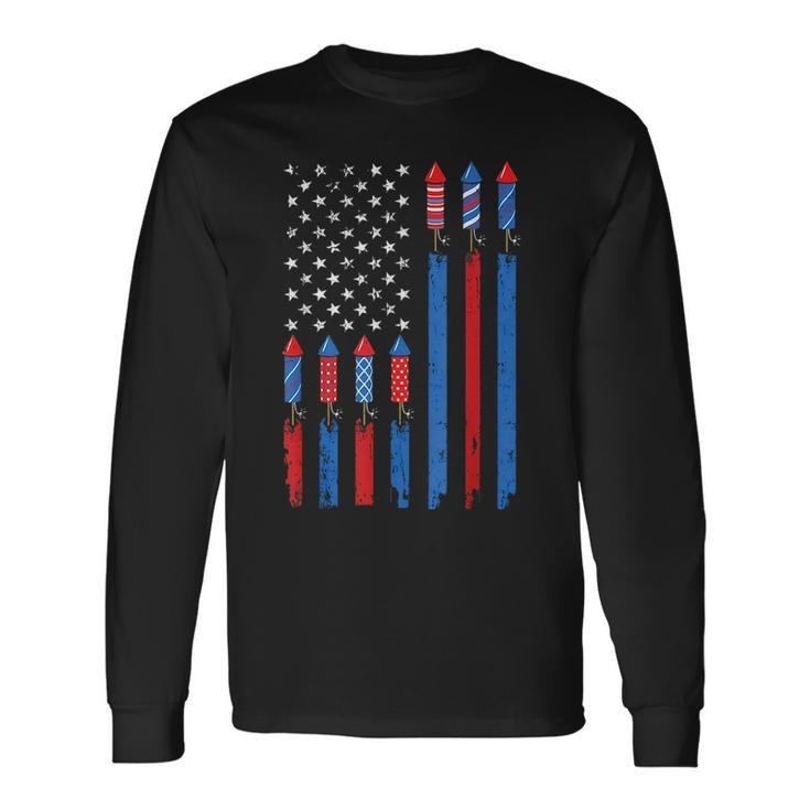 Usa Flag Fireworks Patriotic 4Th Of July America For Patriotic Long Sleeve T-Shirt T-Shirt