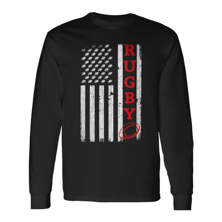 Usa Flag Rugby Vintage Rugby Lover Cute Long Sleeve T-Shirt
