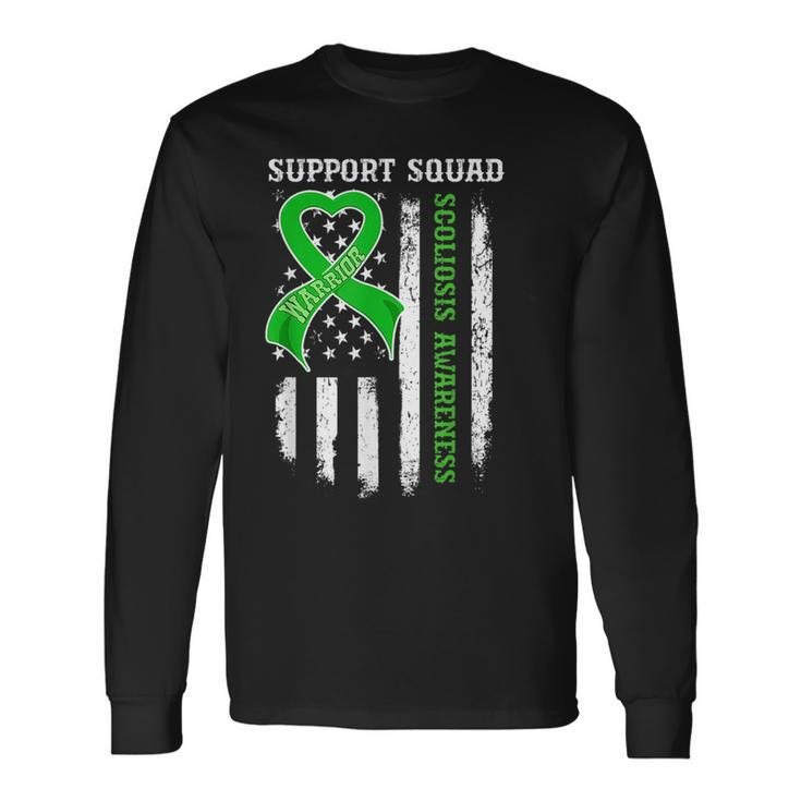 Usa Flag Support Squad Scoliosis Awareness Long Sleeve T-Shirt T-Shirt