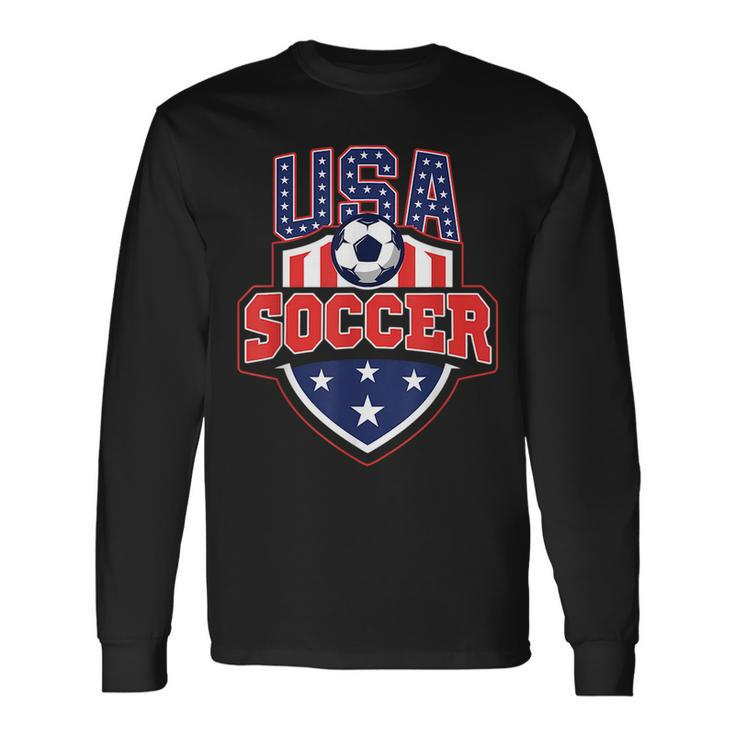 Usa Soccer American Flag Football Player Long Sleeve T-Shirt