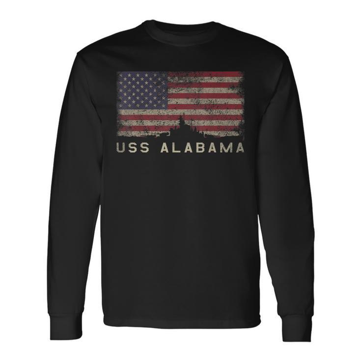 Uss Alabama Bb60 Battleship Usa Flag Long Sleeve T-Shirt T-Shirt