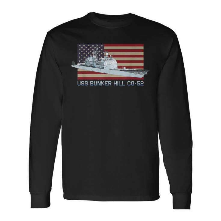 Uss Bunker Hill Cg-52 Ship Diagram American Flag Long Sleeve T-Shirt