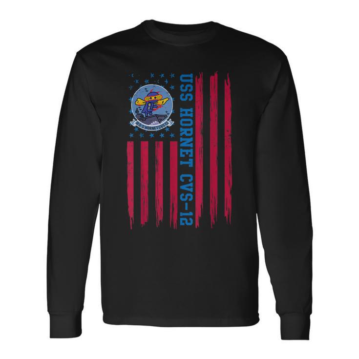 Uss Hornet Cvs-12 Aircraft Carrier American Flag Long Sleeve T