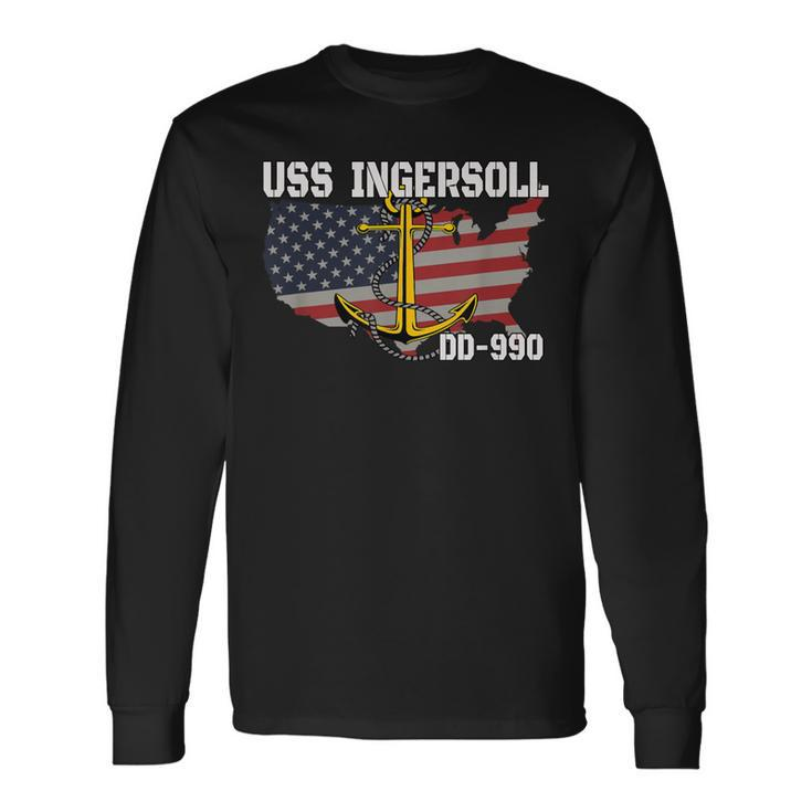 Uss Ingersoll Dd-990 Warship Veterans Day Father Grandpa Dad Long Sleeve T-Shirt