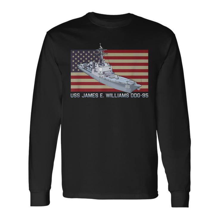 Uss James E Williams Ddg-95 Ship Diagram American Flag Long Sleeve T-Shirt