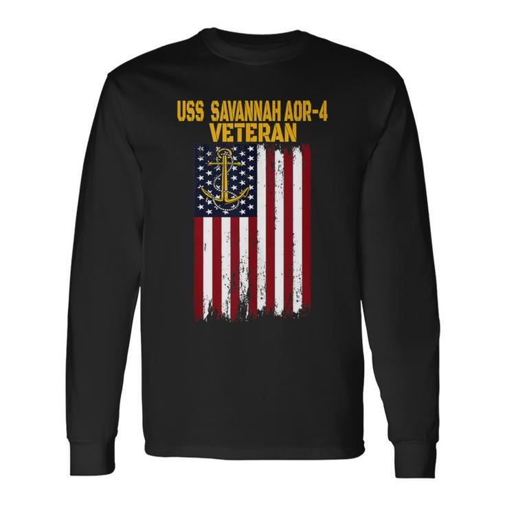 Uss Savannah Aor-4 Replenishment Oiler Ship Veterans Day Long Sleeve T-Shirt