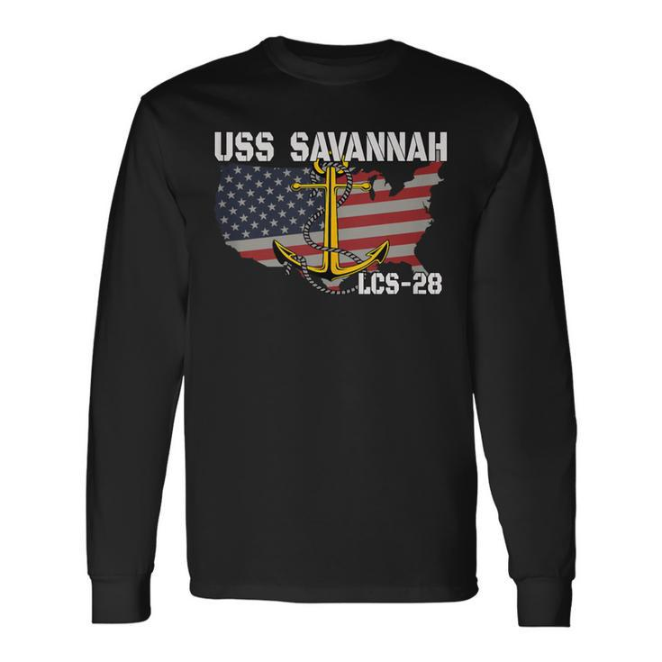 Uss Savannah Lcs-28 Littoral Combat Ship Veterans Day Father Long Sleeve T-Shirt