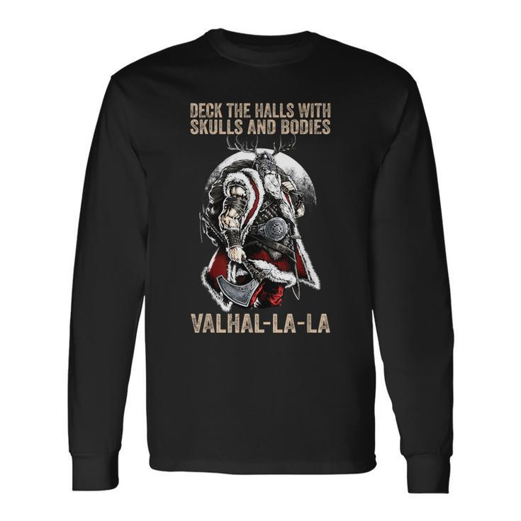 Valhalla-La Deck The Halls With Skulls And Bodies Vintage Long Sleeve T-Shirt