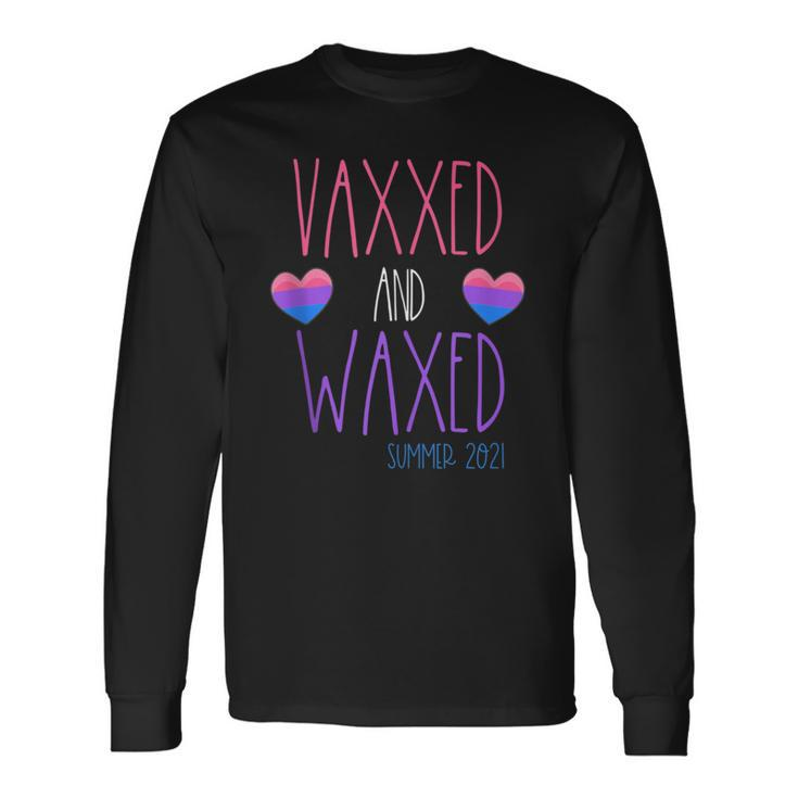 Vaxxed And Waxed Summer 2021 Bisexual Pride Stuff Cute Long Sleeve T-Shirt
