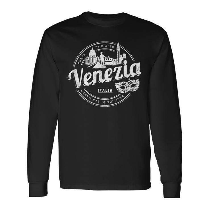Venice With Gondolier Italy Carnival Vintage Souvenir Long Sleeve T-Shirt