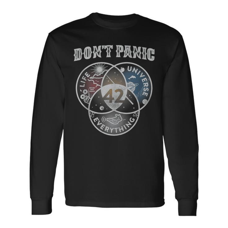 Venn Diagram Dont Panic Life The Universe And Everything 42 Long Sleeve T-Shirt